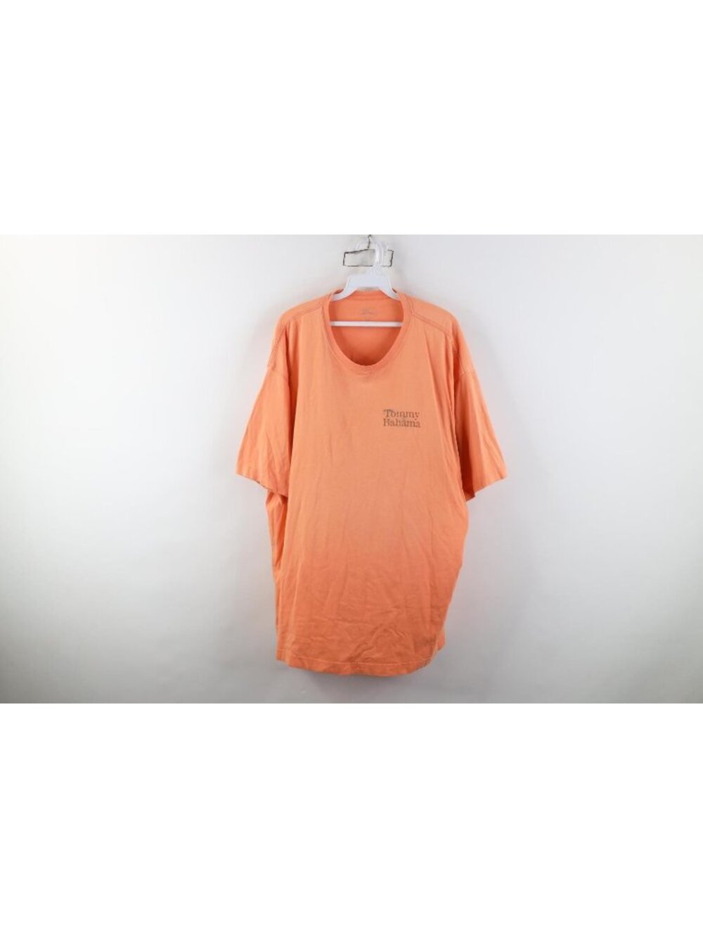 Vintage Y2K Tommy Bahama Mens 2XL Spell Out Sailing Sun Faded T-Shirt Salmon